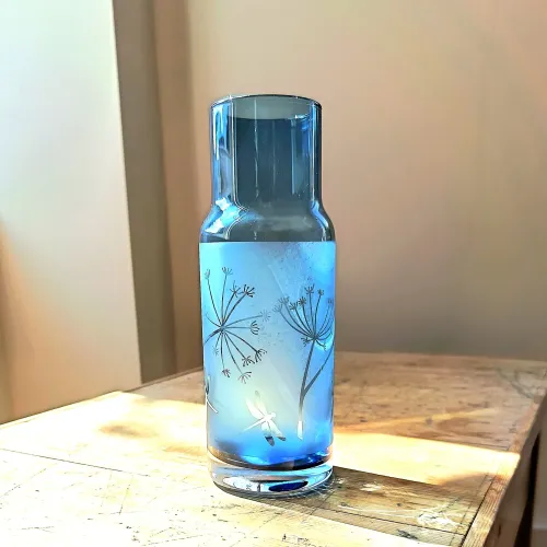 Bud Vase 19cm - Sapphire - Seedhead & Dragonfly